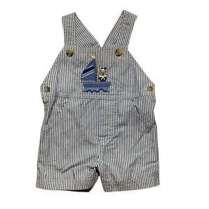 Starting Out Infant Striped Sailboat Shortalls 6M — Nautical, Cute, Classic